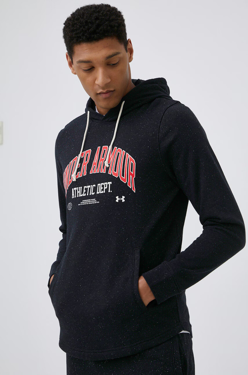 Under Armour Суичър 1370354 мъжка в черно с принт - Pepit.bg