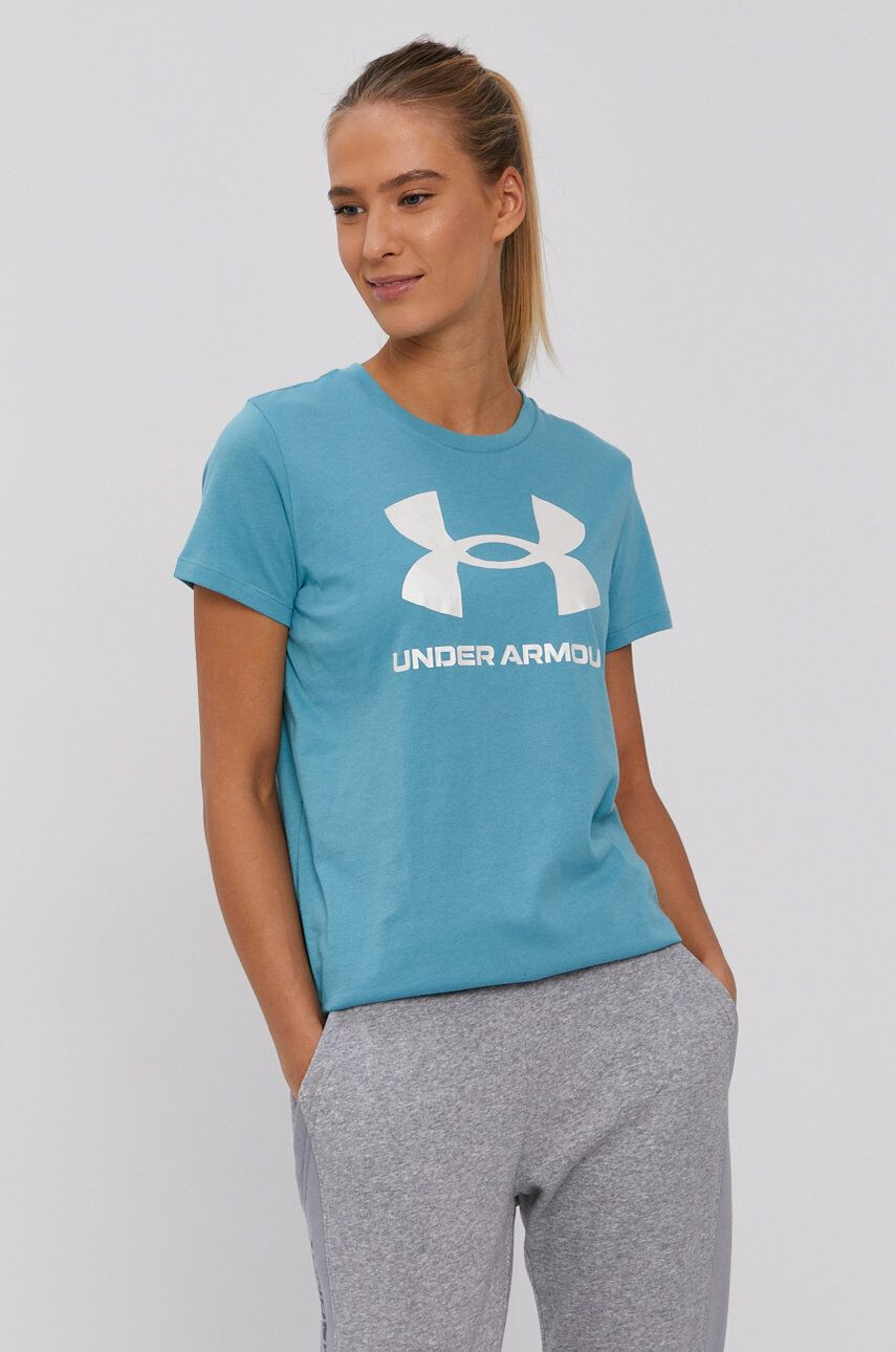 Under Armour Тениска 1356305 дамска в тюркоазено - Pepit.bg