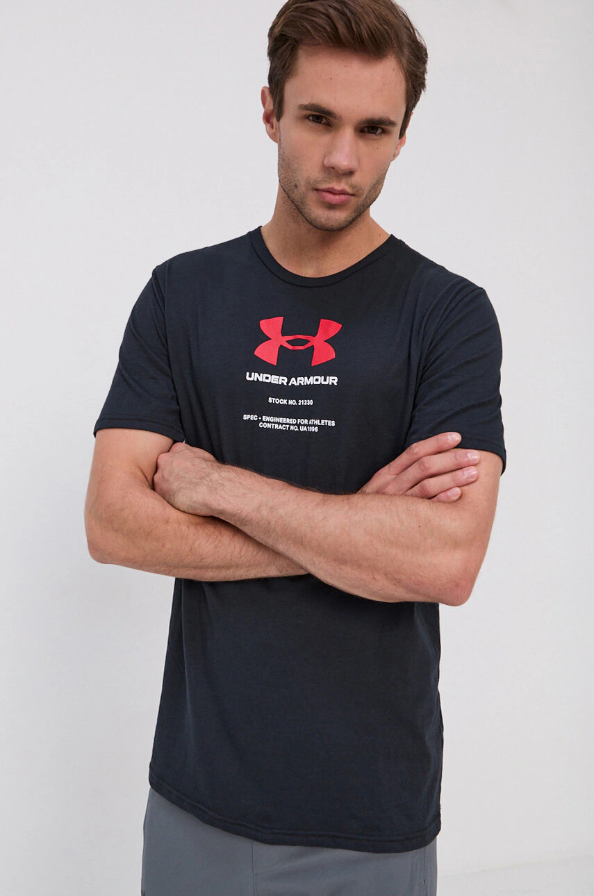 Under Armour Тениска мъжка в черно с принт - Pepit.bg