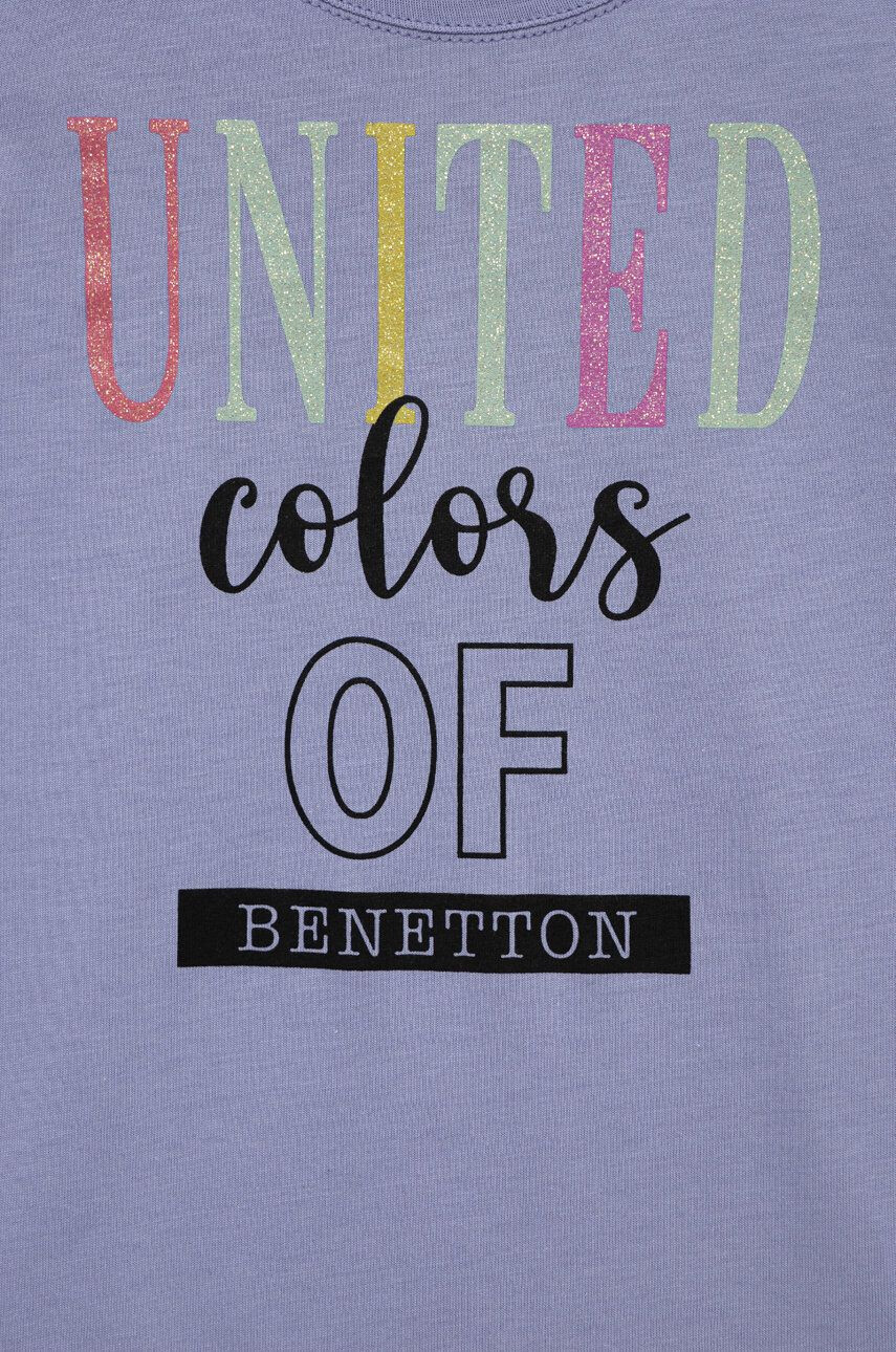 United Colors of Benetton Детска памучна тениска в сиво с десен - Pepit.bg