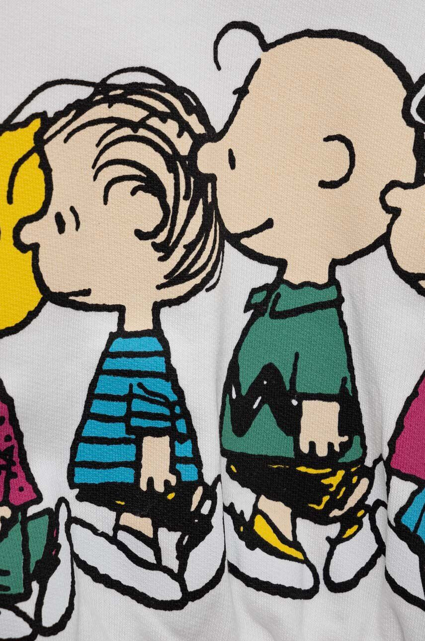 United Colors of Benetton Детски памучен суичър x Peanuts в бяло с принт - Pepit.bg