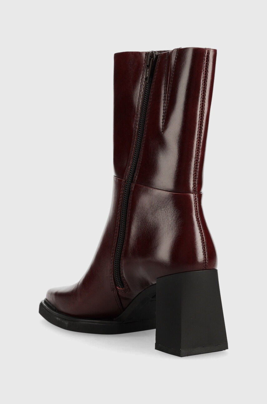 Vagabond Shoemakers Кожени боти Edwina в бордо с висок ток - Pepit.bg