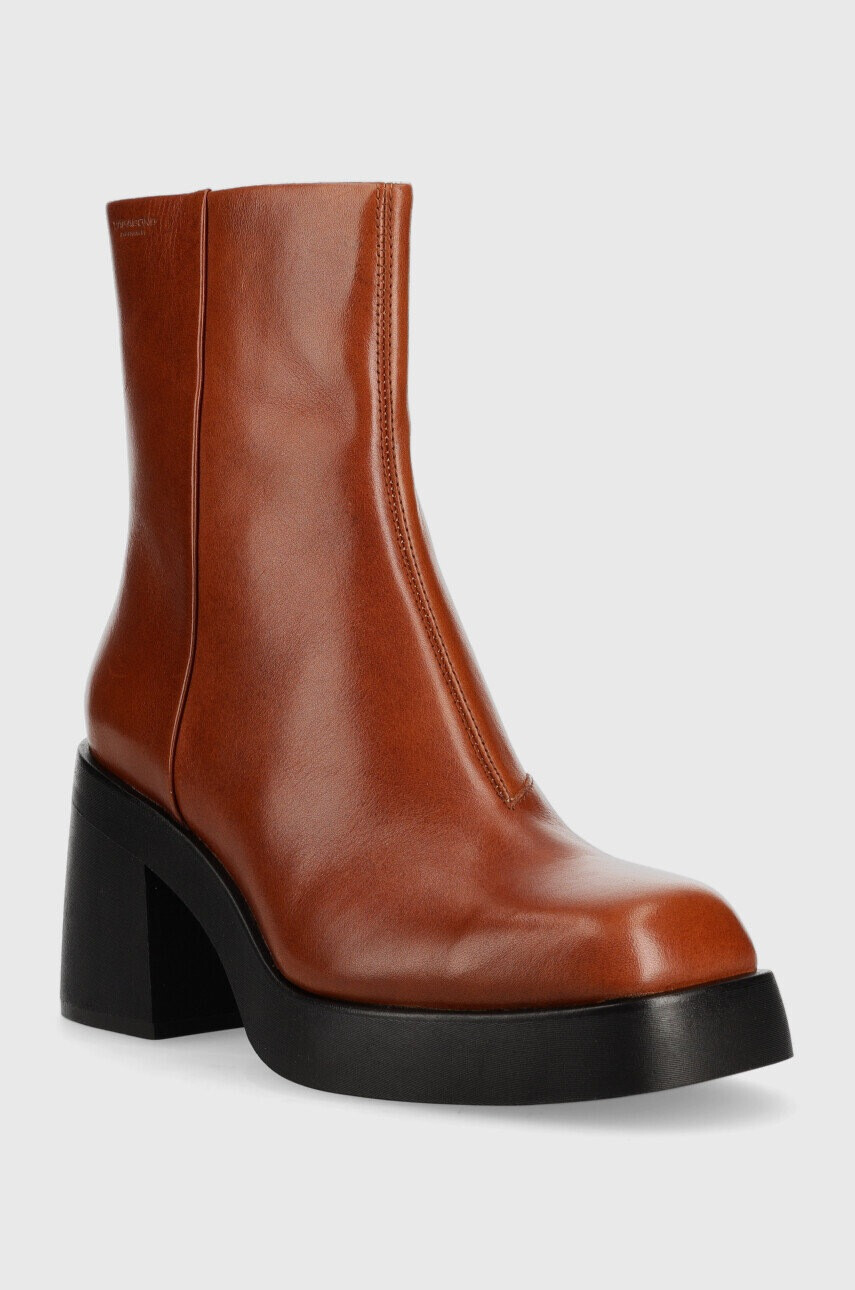 Vagabond Shoemakers Кожени боти Brooke в кафяво с висок ток - Pepit.bg