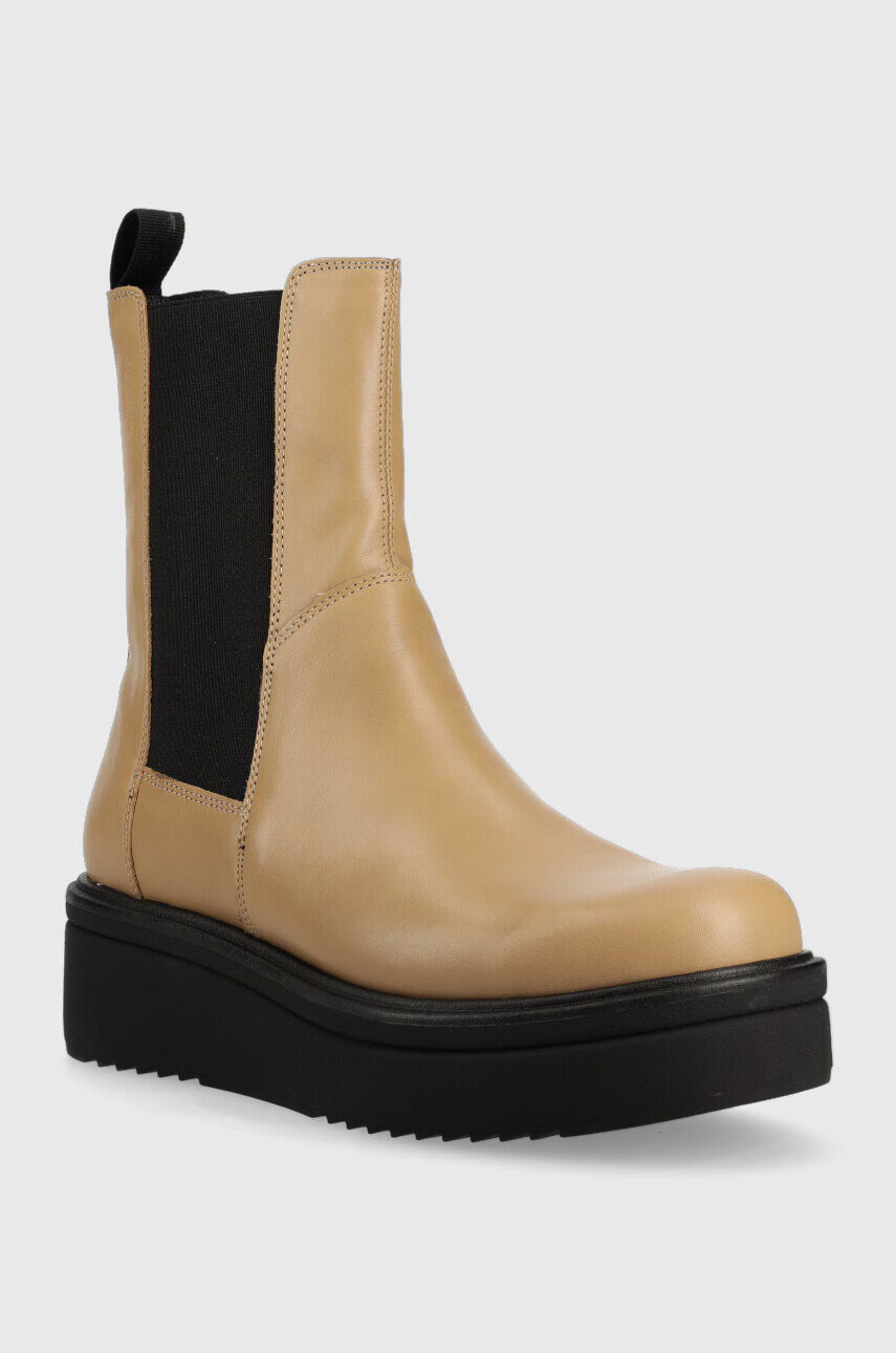 Vagabond Shoemakers Кожени боти челси Tara в бежово с платформа - Pepit.bg