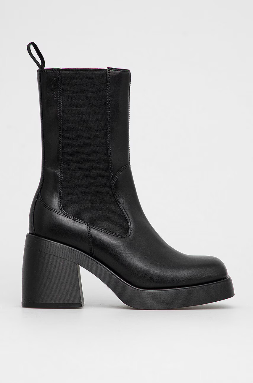 Vagabond Shoemakers Кожени боти челси дамски в черно с висок ток - Pepit.bg