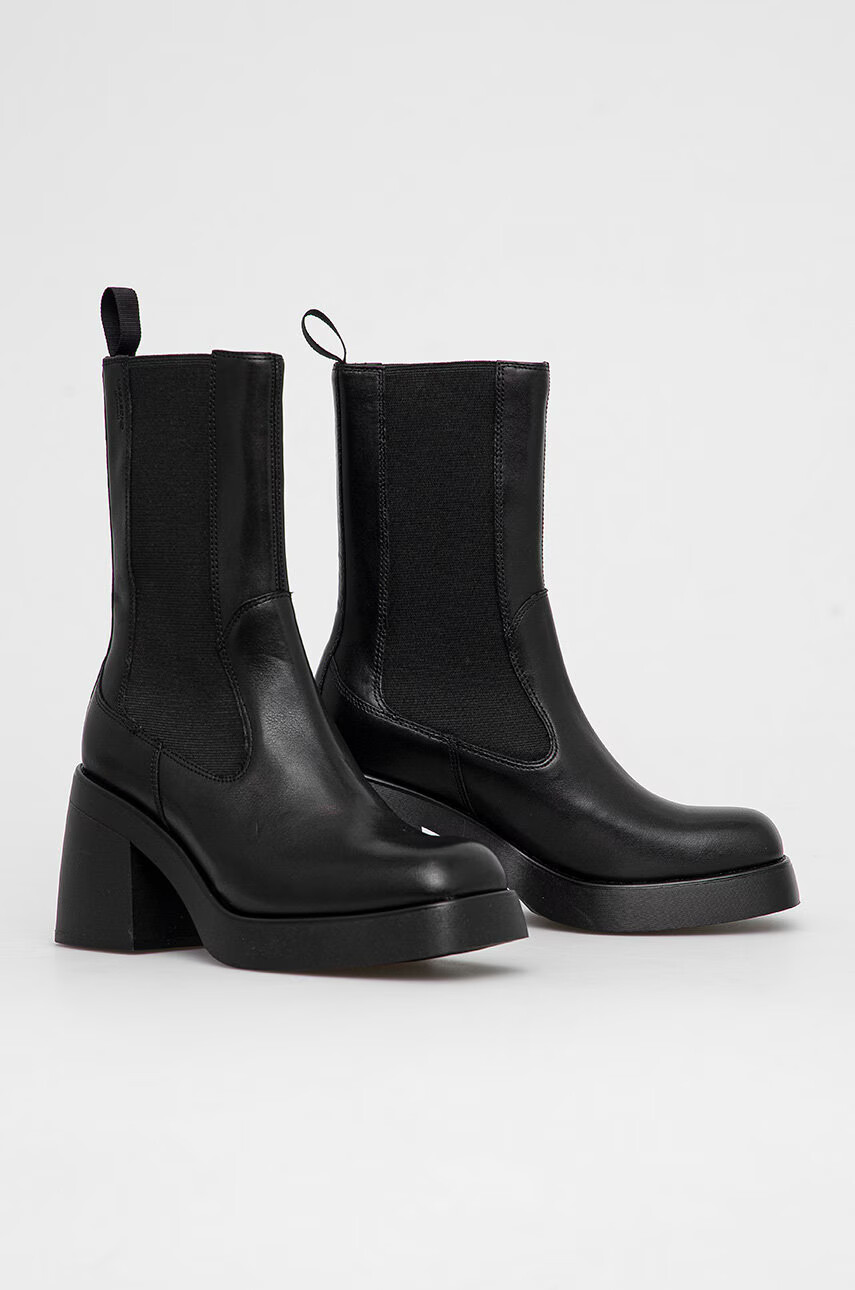 Vagabond Shoemakers Кожени боти челси дамски в черно с висок ток - Pepit.bg