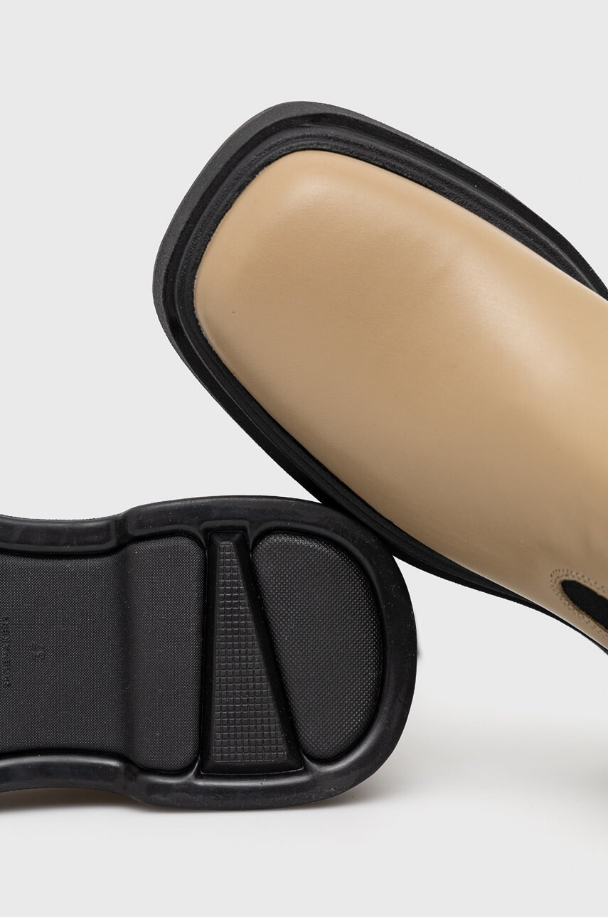 Vagabond Shoemakers Кожени боти челси Carla дамски в бежово с платформа - Pepit.bg