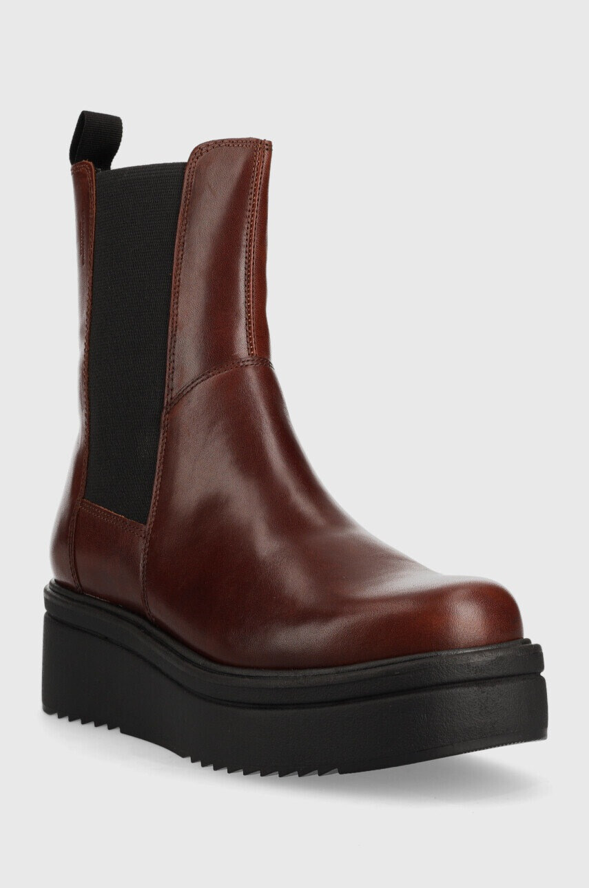Vagabond Shoemakers Кожени боти челси Tara в кафяво с платформа - Pepit.bg