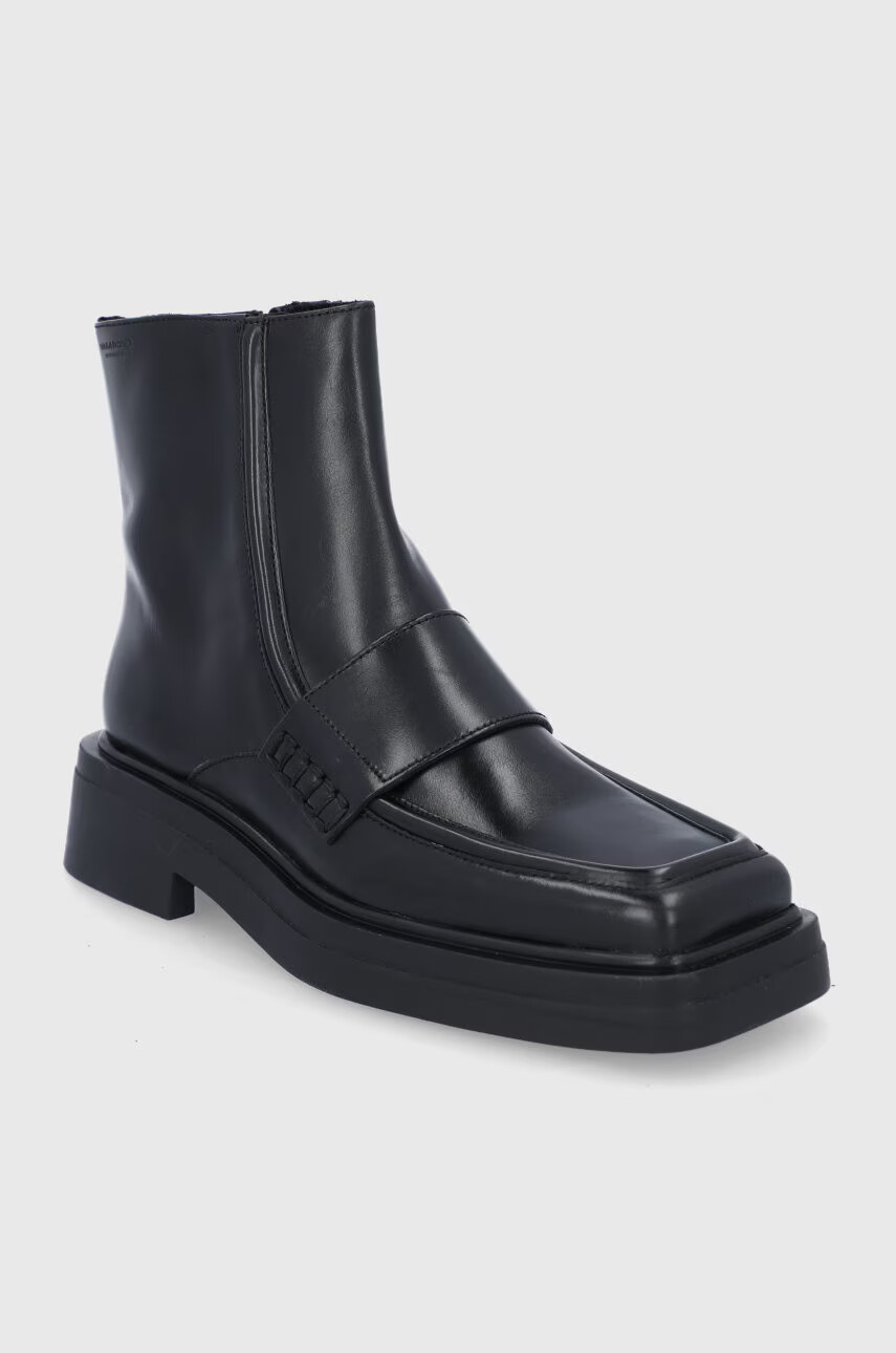 Vagabond Shoemakers Кожени боти дамски в черно с равна подметка - Pepit.bg