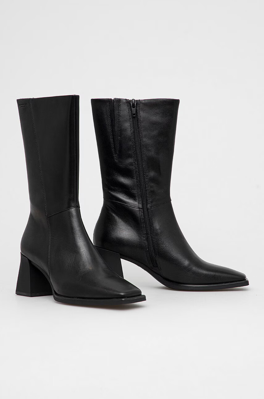 Vagabond Shoemakers Кожени боти дамски в черно с висок ток - Pepit.bg