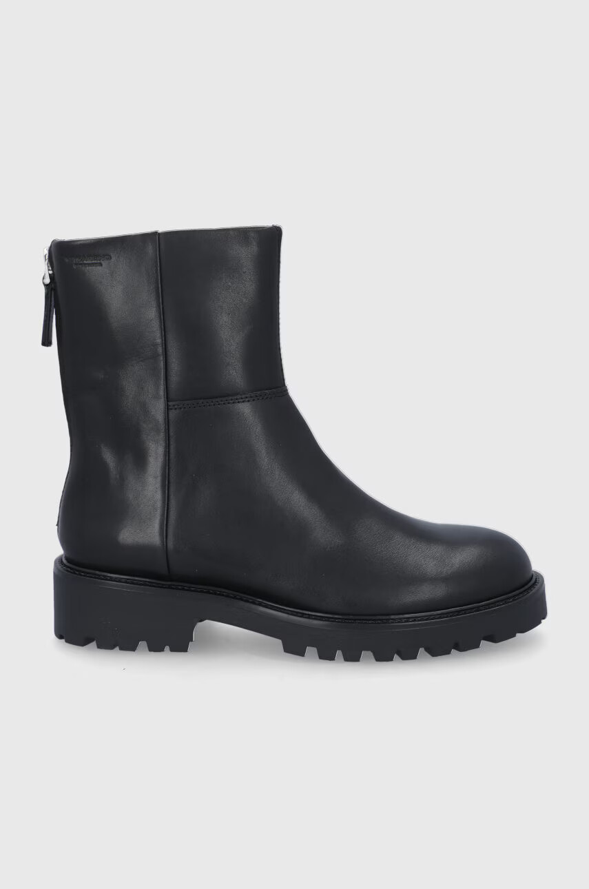 Vagabond Shoemakers Кожени боти дамски в черно с равна подметка - Pepit.bg