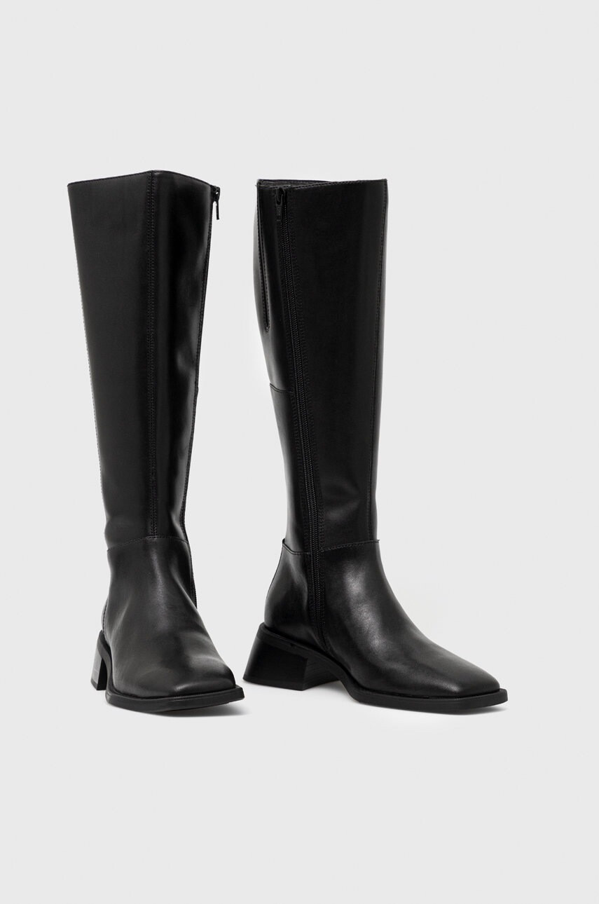 Vagabond Shoemakers Кожени ботуши Blanca в черно с висок ток - Pepit.bg