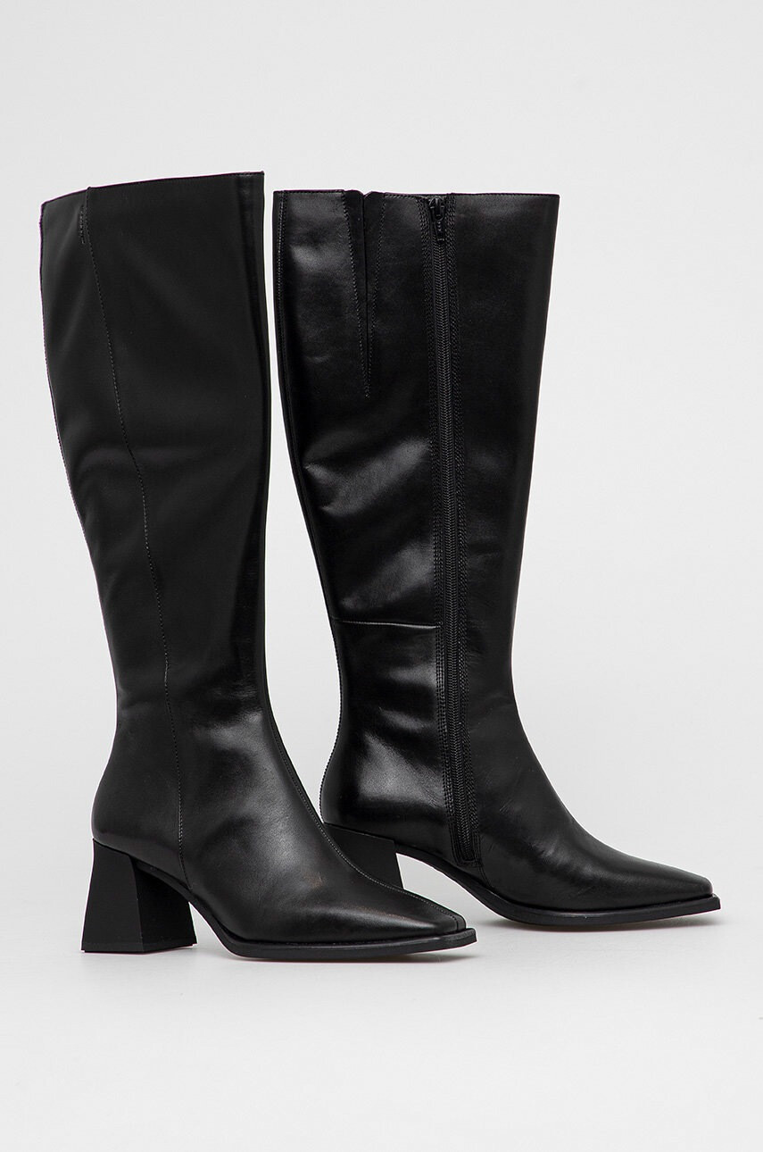 Vagabond Shoemakers Кожени ботуши дамски в черно с висок ток - Pepit.bg