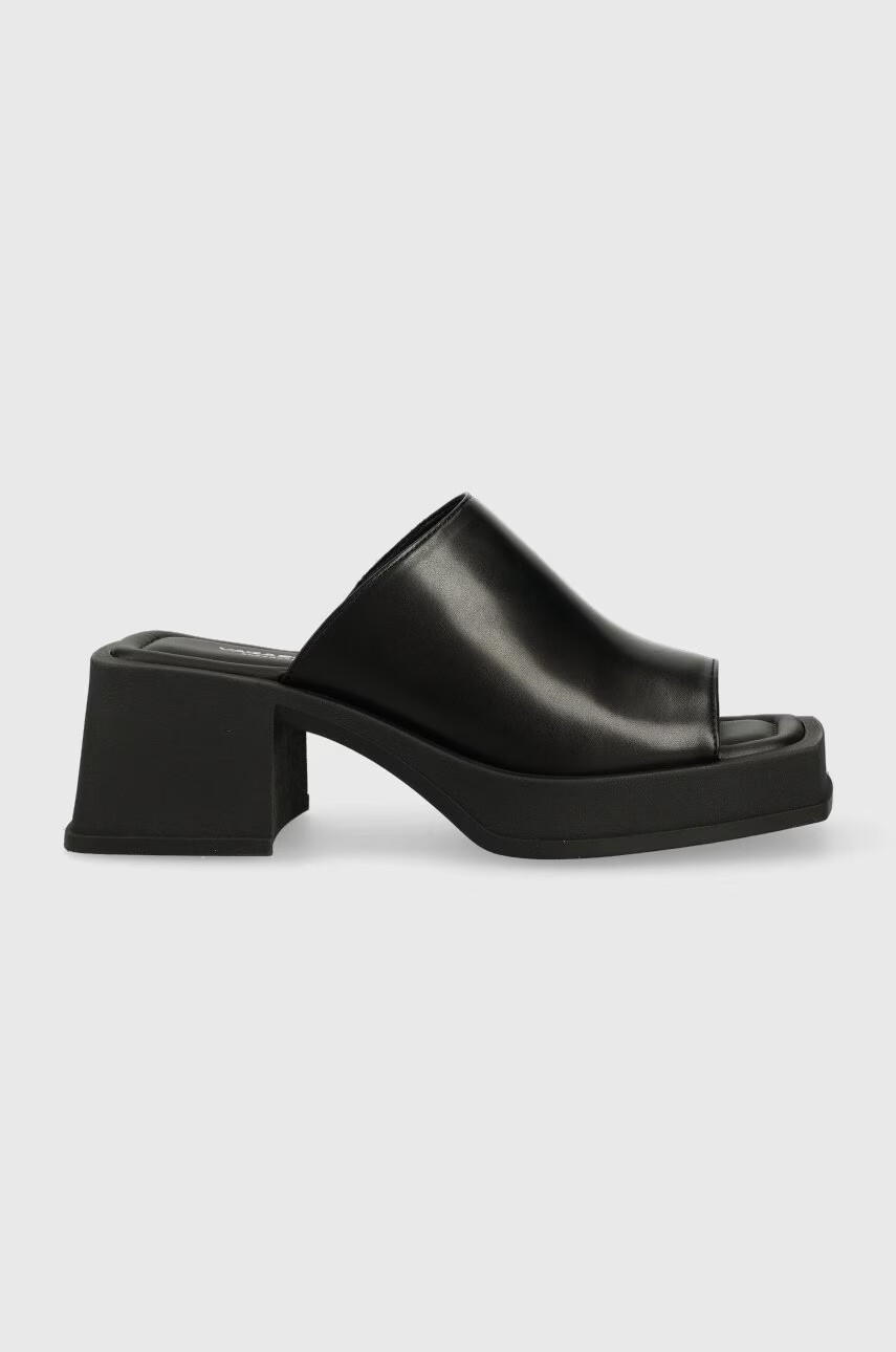 Vagabond Shoemakers Кожени чехли Hennie в черно с висок ток - Pepit.bg