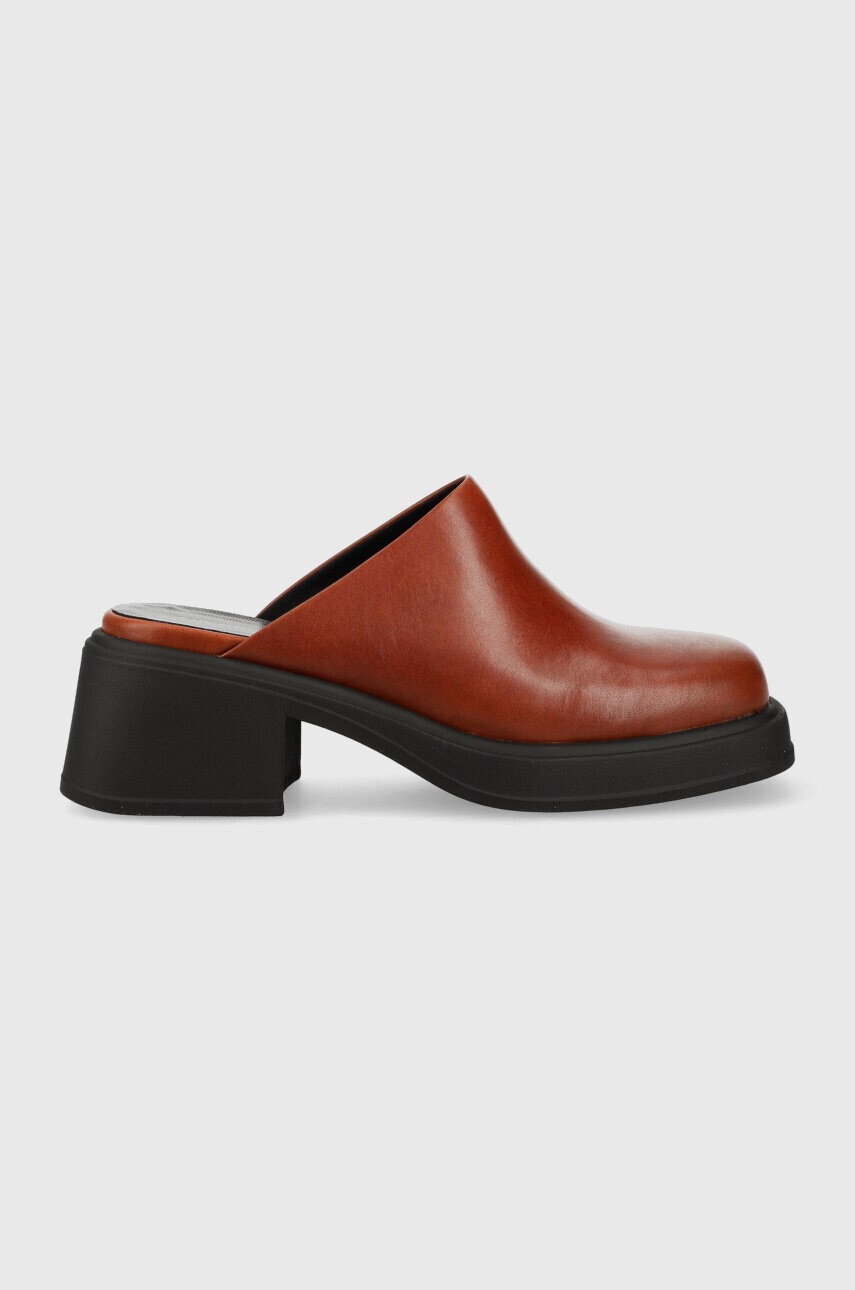 Vagabond Shoemakers Кожени чехли DORAH в кафяво с висок ток - Pepit.bg