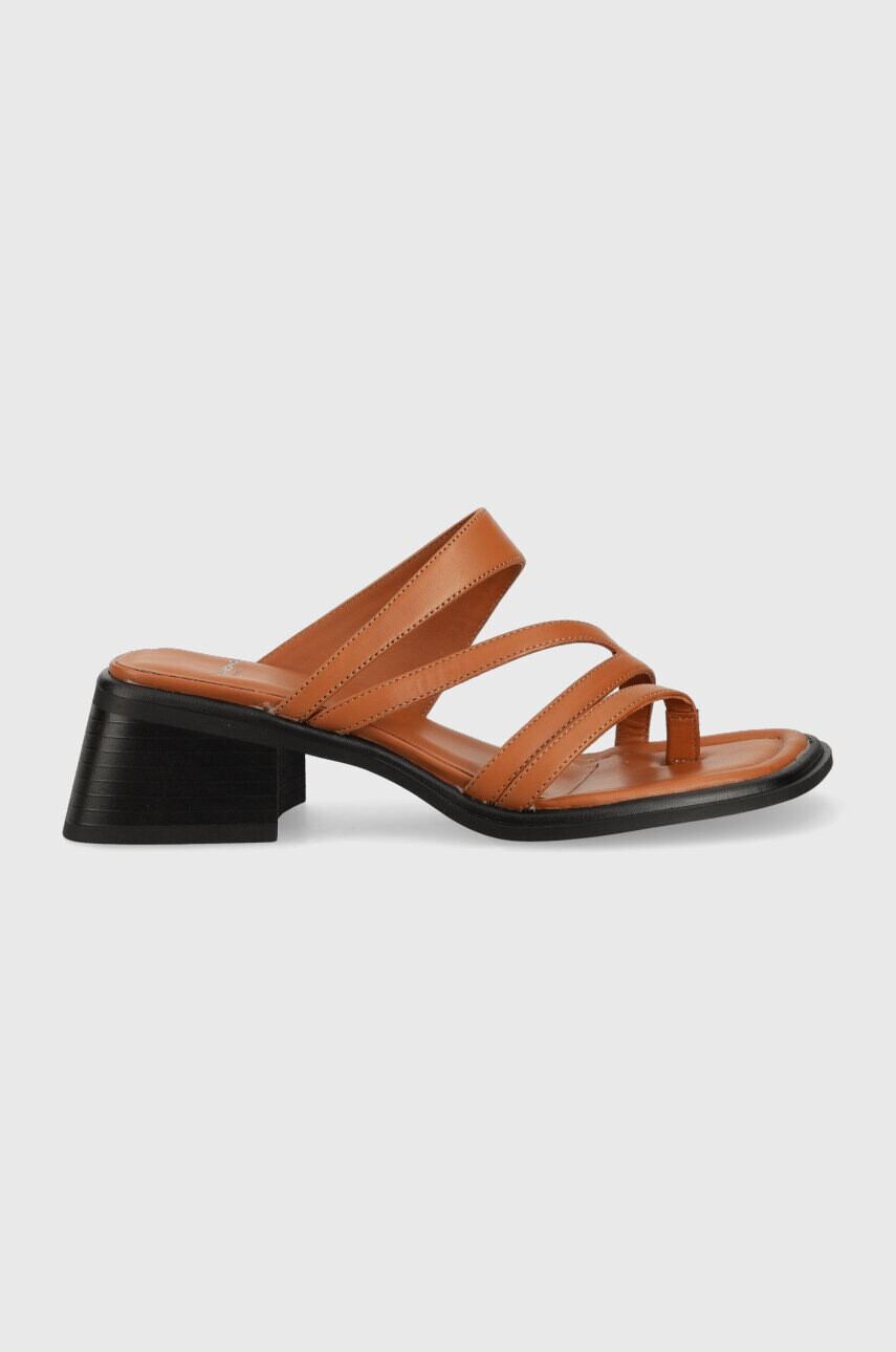 Vagabond Shoemakers Кожени чехли INES в кафяво с висок ток - Pepit.bg