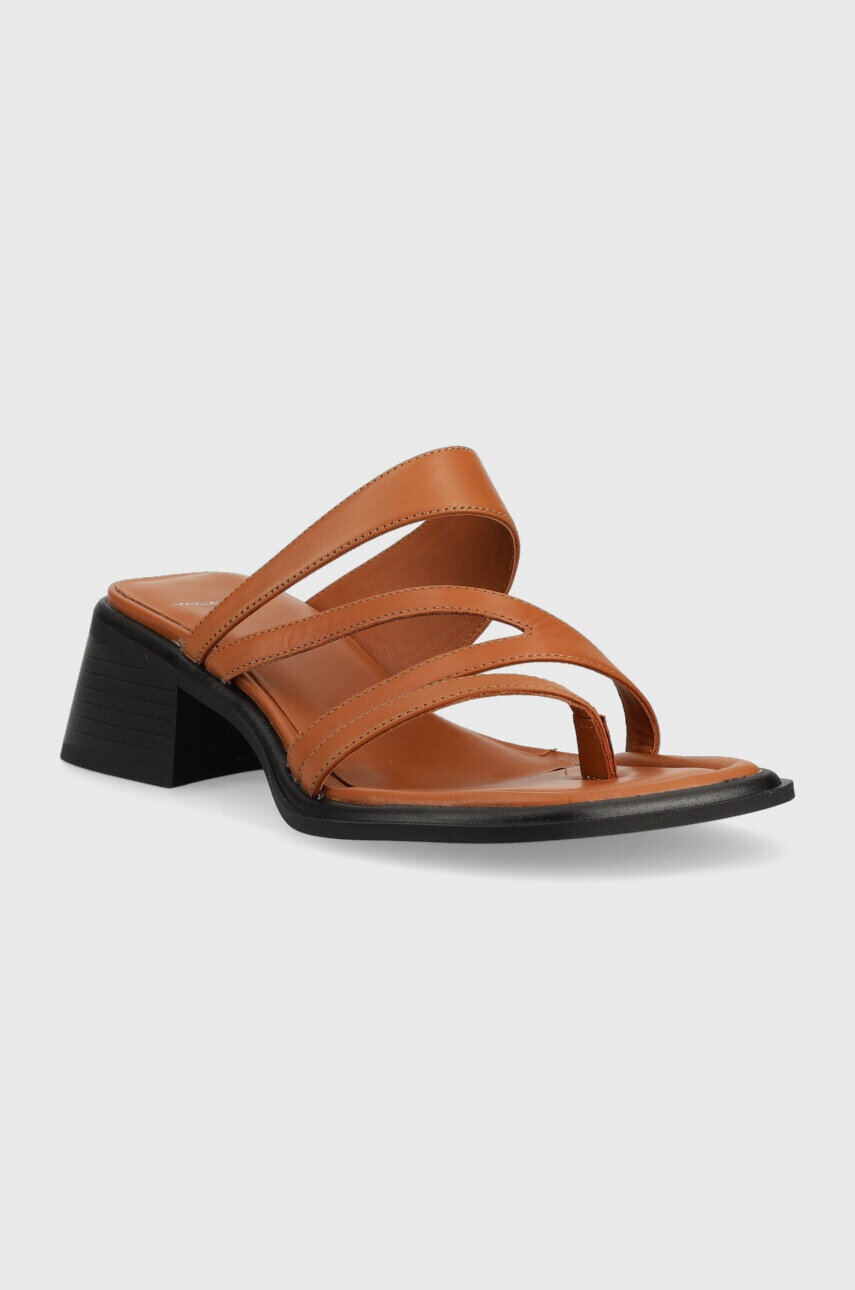 Vagabond Shoemakers Кожени чехли INES в кафяво с висок ток - Pepit.bg