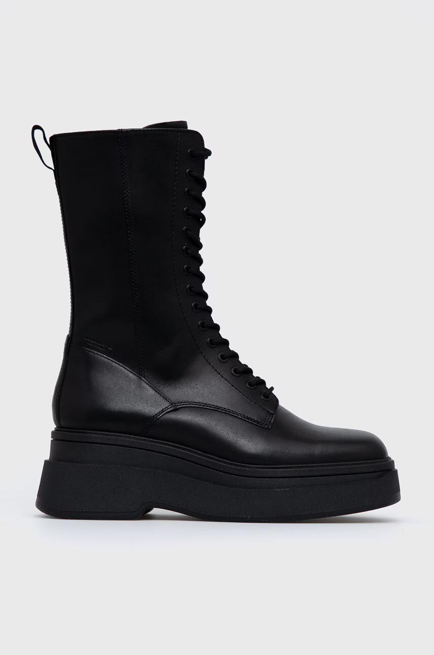 Vagabond Shoemakers Кожени кубинки Carla дамски в черно с платформа - Pepit.bg