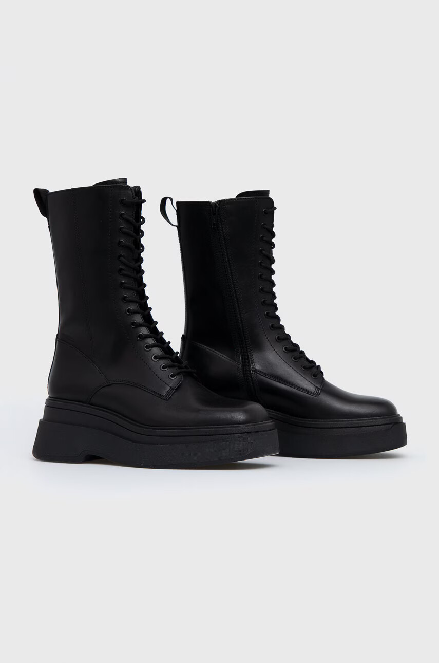 Vagabond Shoemakers Кожени кубинки Carla дамски в черно с платформа - Pepit.bg