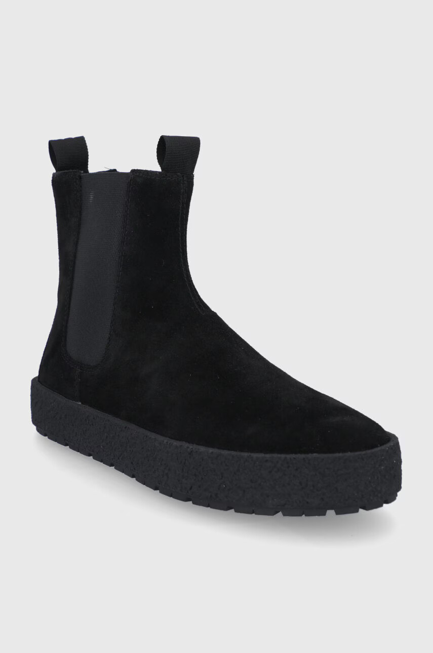 Vagabond Shoemakers Велурени боти челси мъжки в черно - Pepit.bg