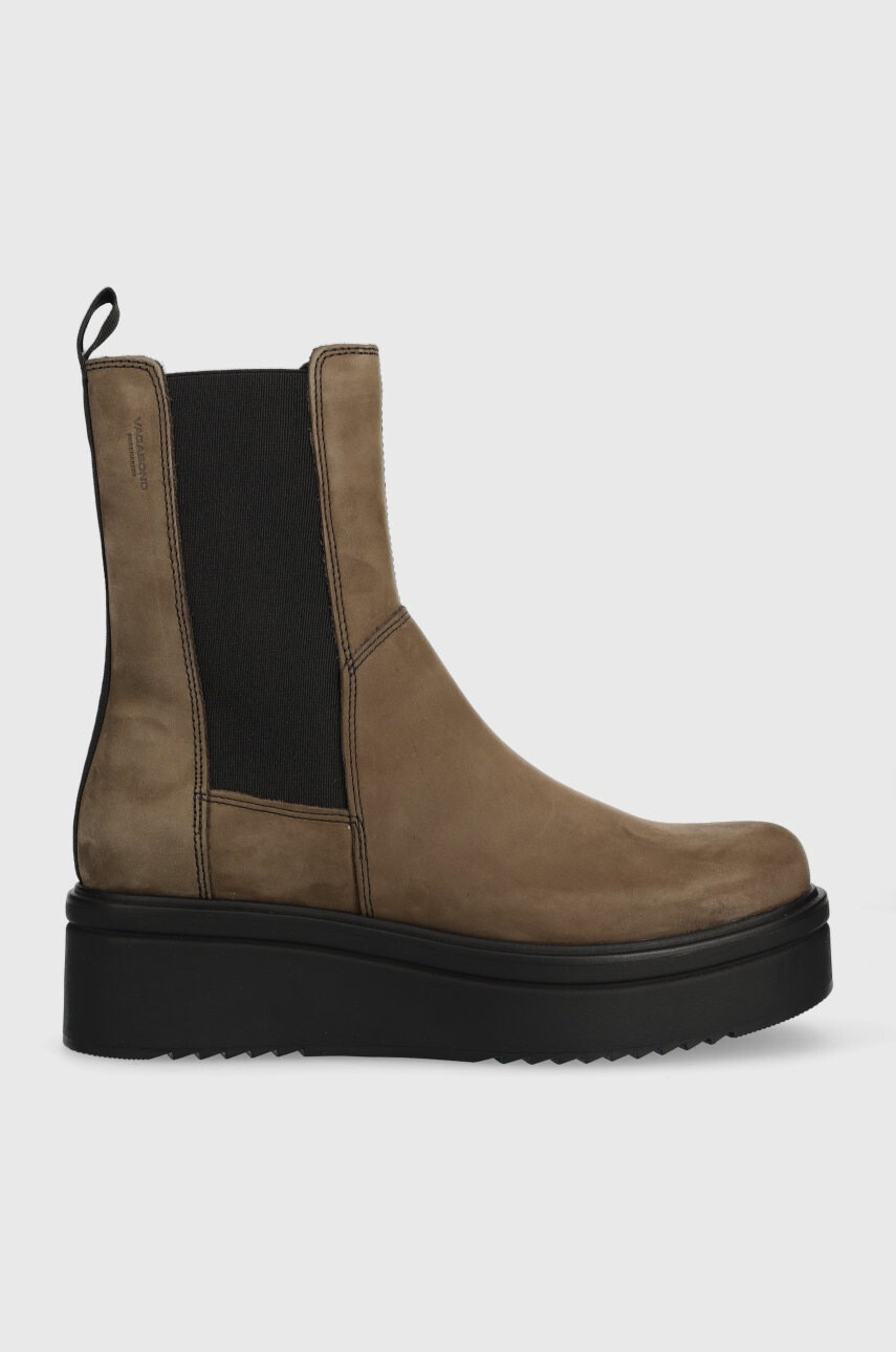 Vagabond Shoemakers Велурени боти челси Tara в зелено с платформа - Pepit.bg