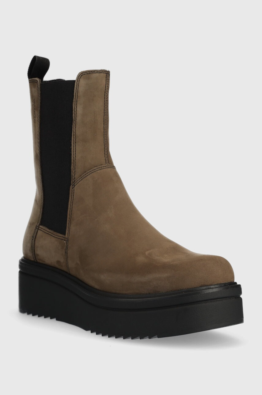 Vagabond Shoemakers Велурени боти челси Tara в зелено с платформа - Pepit.bg