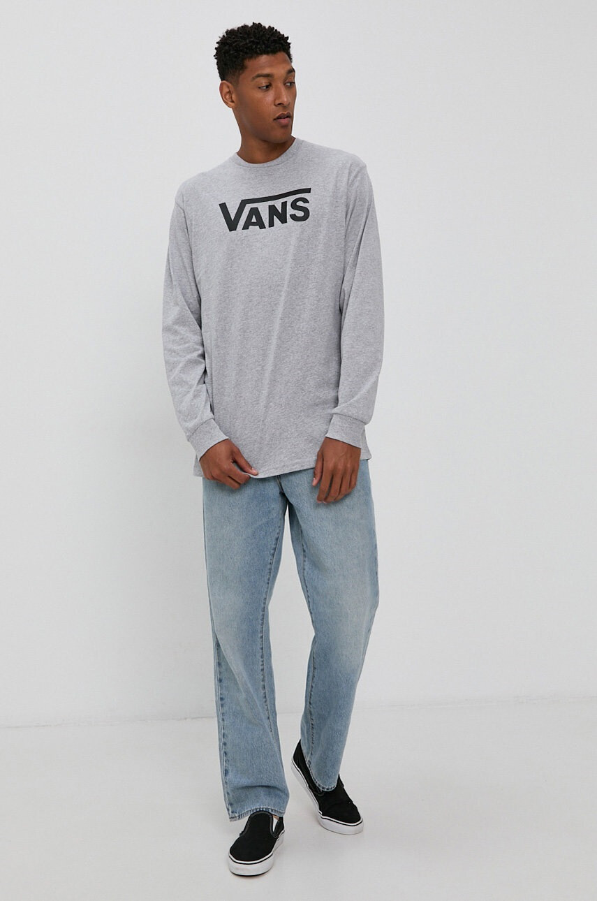 Vans Блуза с дълги ръкави мъжка в сиво с принт - Pepit.bg