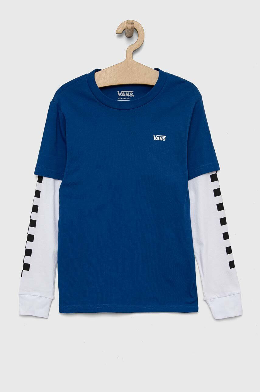 Vans Детска блуза с дълги ръкави BY LONG CHECK TWOFER true blue/white в синьо с принт - Pepit.bg