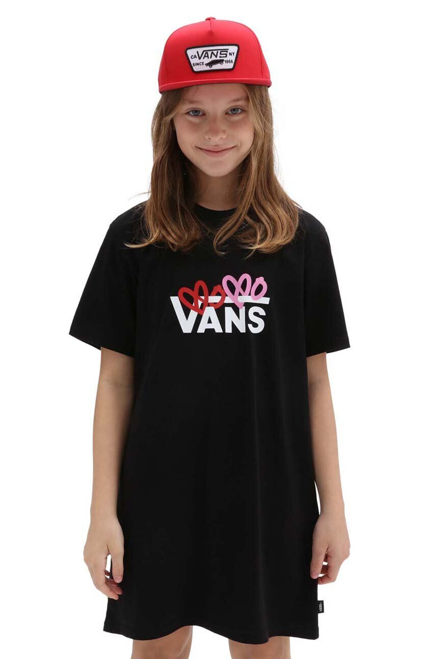 Vans Детска памучна рокля LOVE TEE DRESS Black в черно къс модел със стандартна кройка - Pepit.bg