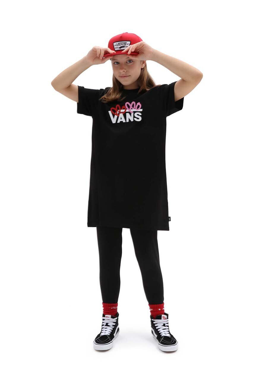 Vans Детска памучна рокля LOVE TEE DRESS Black в черно къс модел със стандартна кройка - Pepit.bg