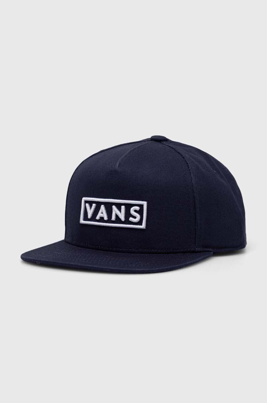 Vans Детска памучна шапка с козирка BY EASY BOX SNAPBACK dress blues в тъмносиньо с апликация - Pepit.bg