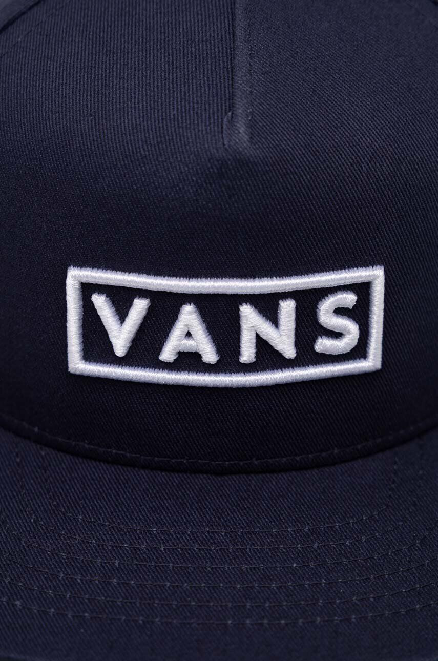 Vans Детска памучна шапка с козирка BY EASY BOX SNAPBACK dress blues в тъмносиньо с апликация - Pepit.bg