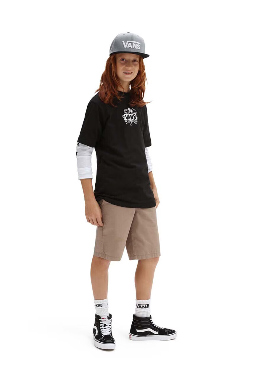 Vans Детска памучна тениска BONE YARD SS Black в черно с принт - Pepit.bg