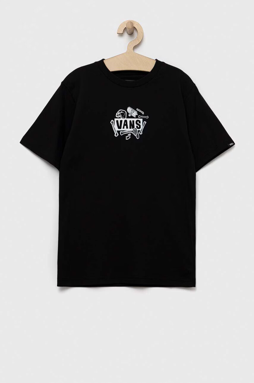 Vans Детска памучна тениска BONE YARD SS Black в черно с принт - Pepit.bg
