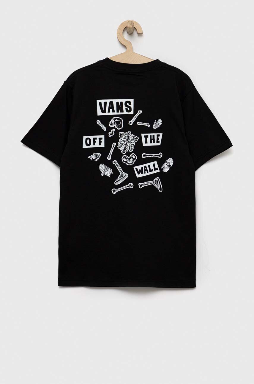 Vans Детска памучна тениска BONE YARD SS Black в черно с принт - Pepit.bg