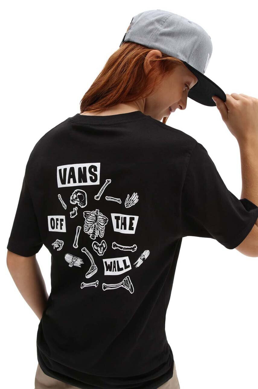 Vans Детска памучна тениска BONE YARD SS Black в черно с принт - Pepit.bg
