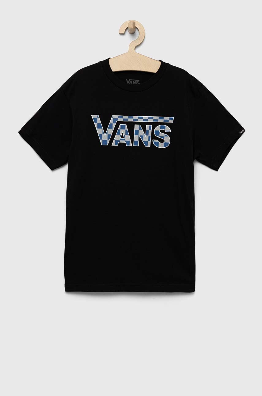 Vans Детска памучна тениска BY CLASSIC LOGO Black/True Blue в черно с принт - Pepit.bg