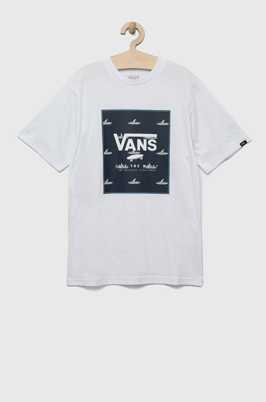 Vans Детска памучна тениска BY PRINT BOX BOYS WHITE/DRESS BLU в бяло с принт - Pepit.bg