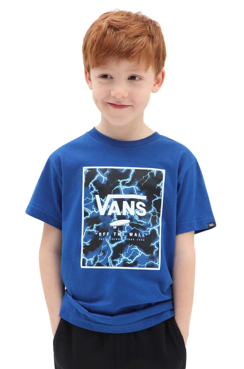 Vans Детска памучна тениска BY PRINT BOX KIDS BLBLU в синьо с принт - Pepit.bg