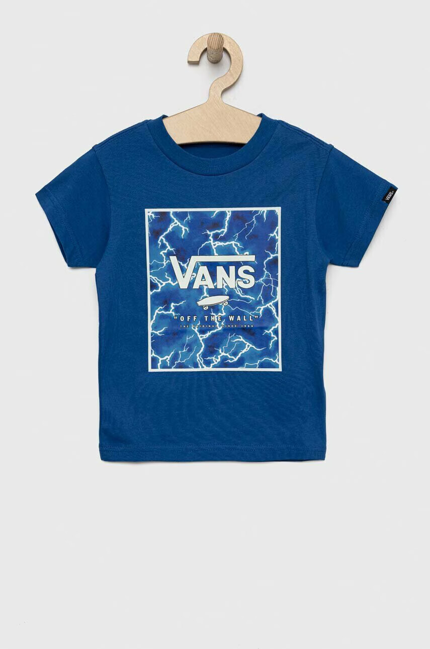 Vans Детска памучна тениска BY PRINT BOX KIDS BLBLU в синьо с принт - Pepit.bg
