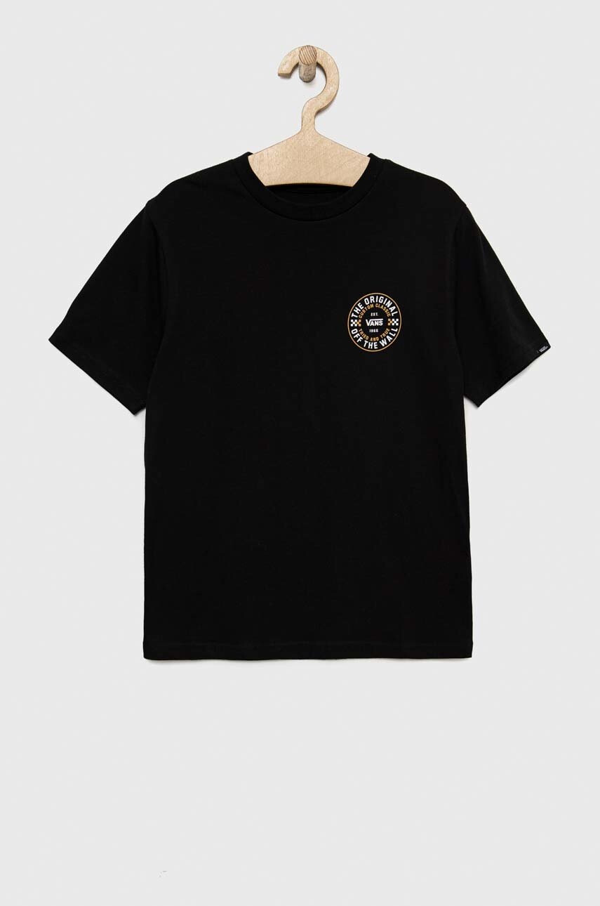 Vans Детска памучна тениска CUSTOM CLASSIC SS Black в черно с принт - Pepit.bg