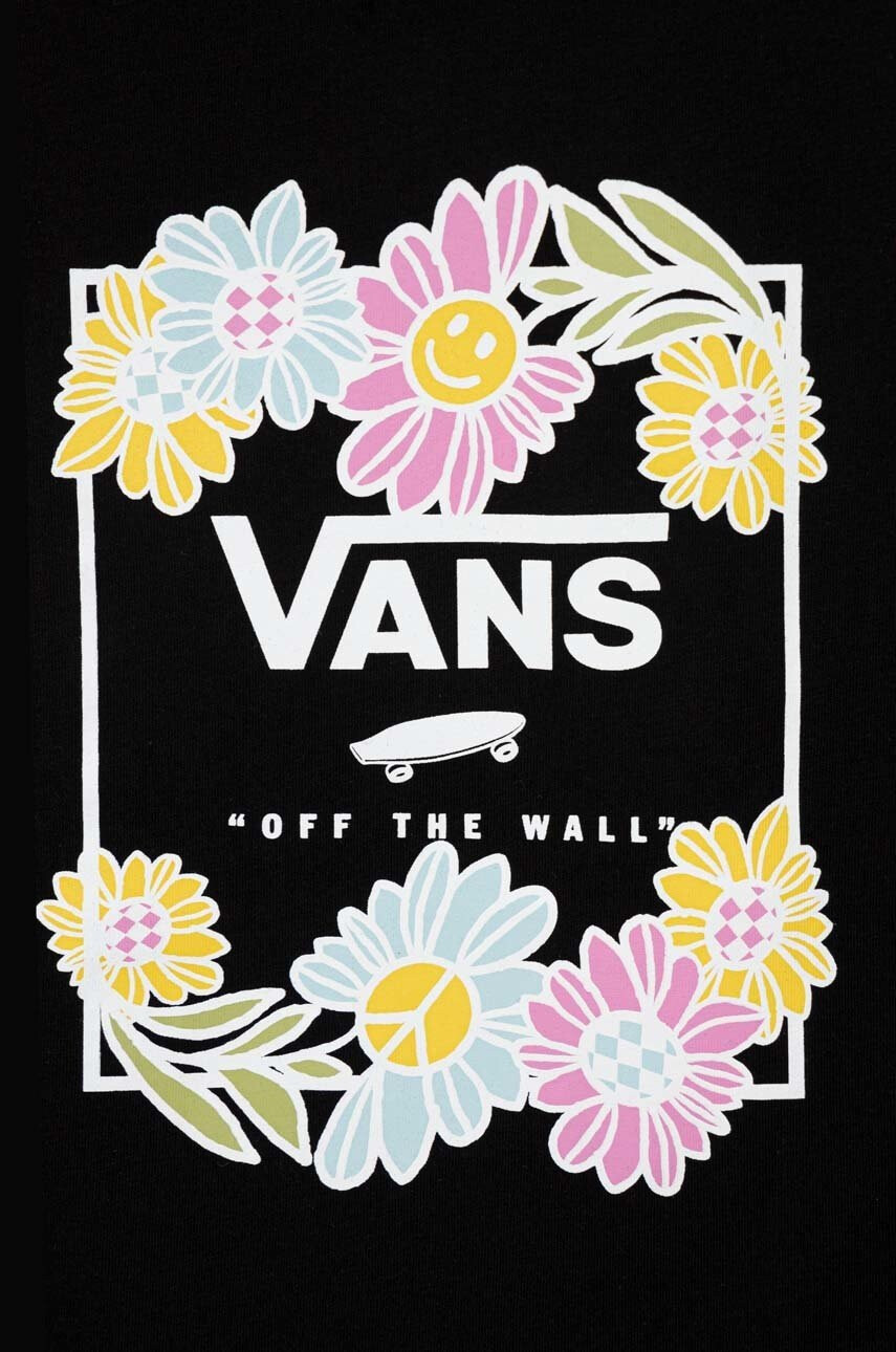 Vans Детска памучна тениска ELEVATED FLORAL CREW Black в черно с принт - Pepit.bg