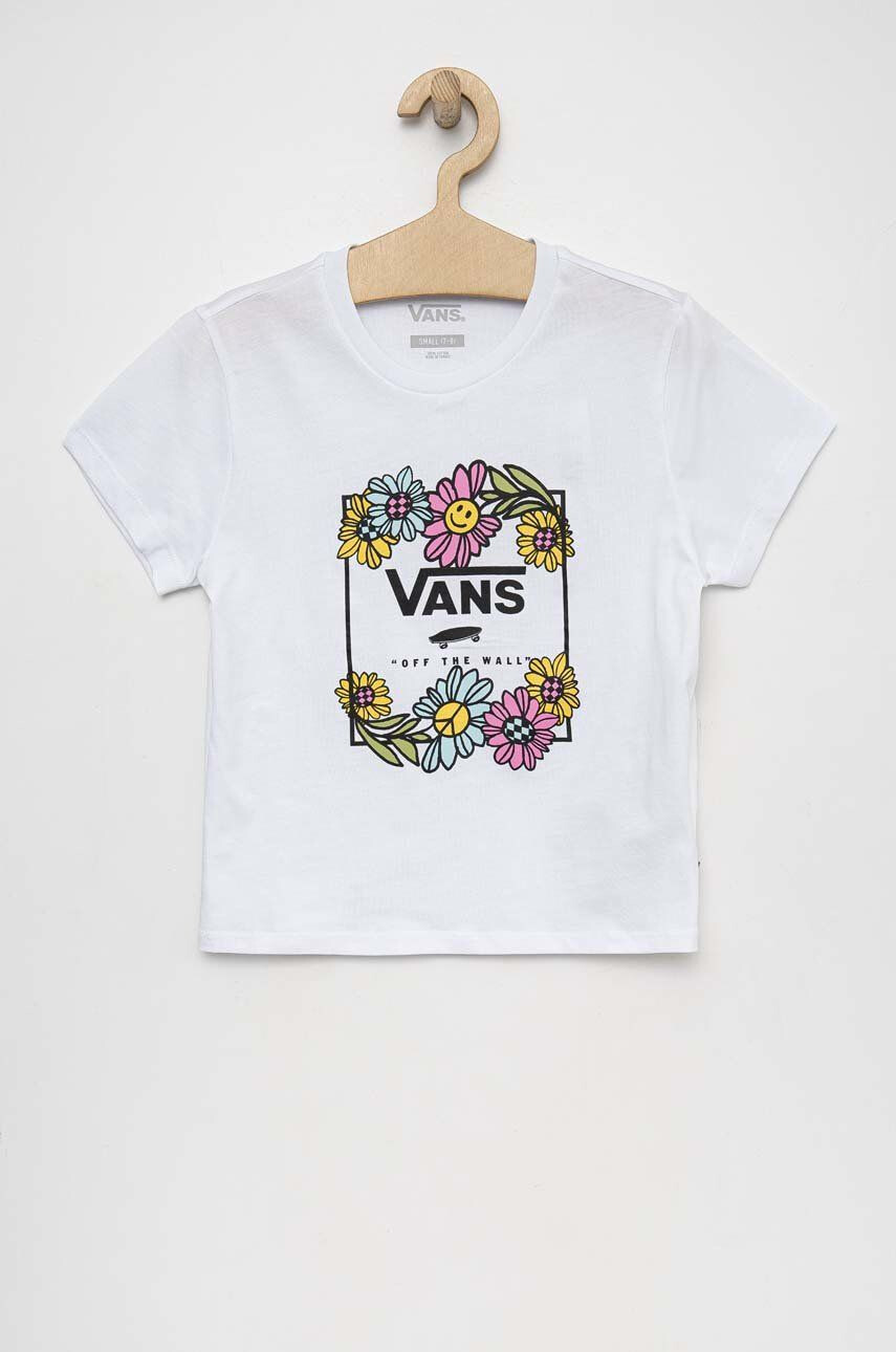 Vans Детска памучна тениска ELEVATED FLORAL CREW White в бяло с принт - Pepit.bg