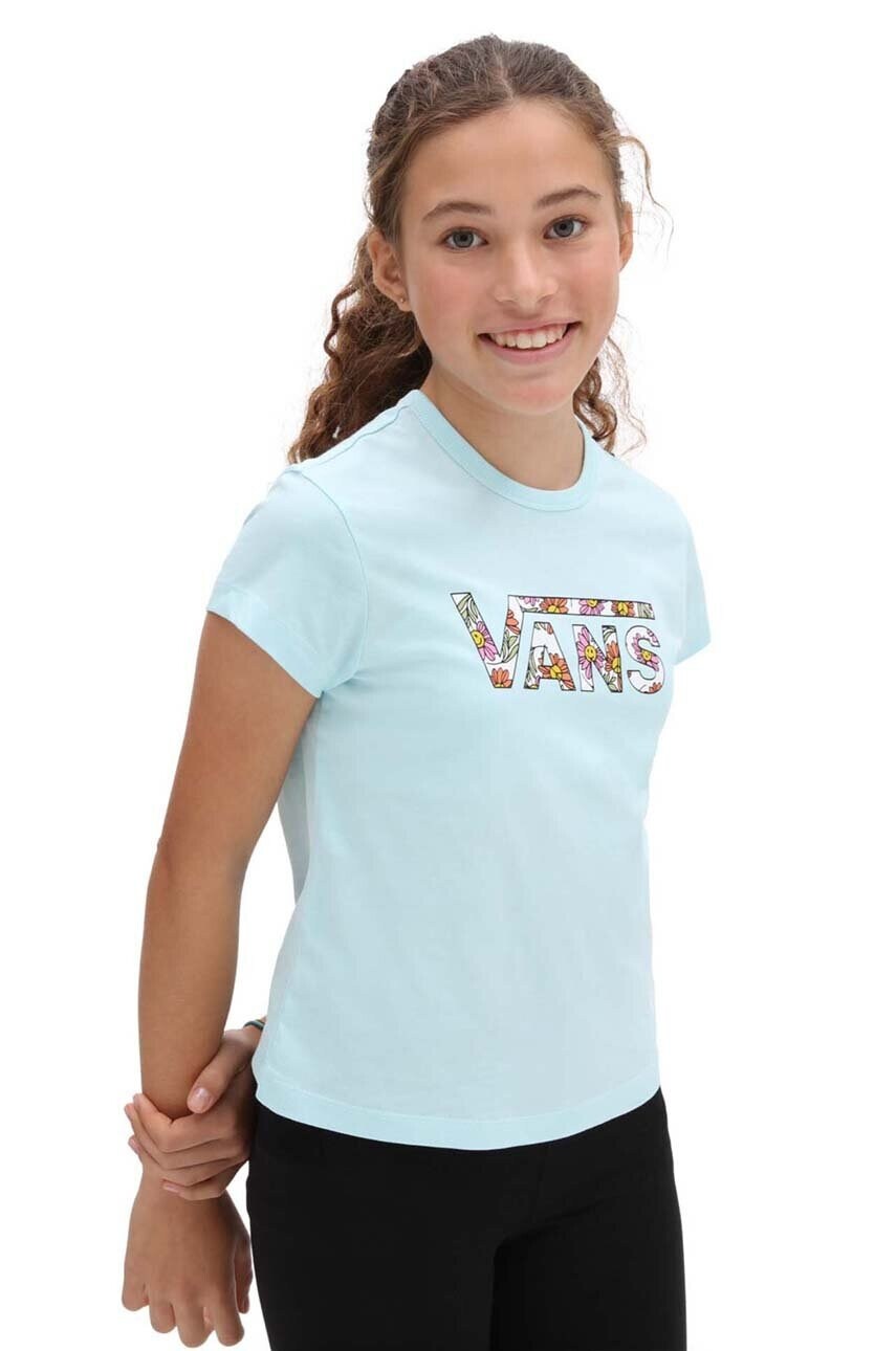 Vans Детска памучна тениска ELEVATED FLORAL FILL MI BLUE GLOW в синьо - Pepit.bg