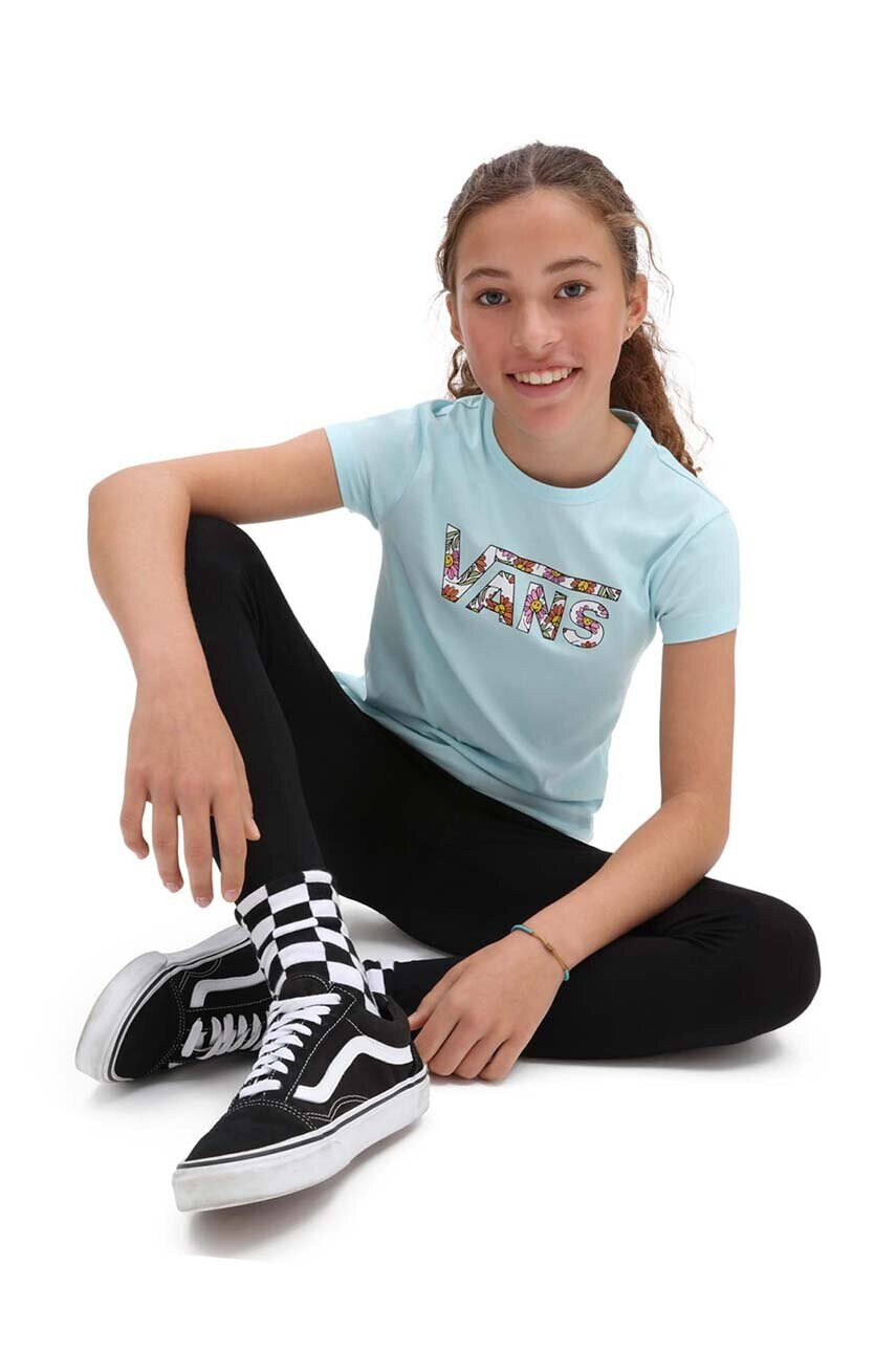 Vans Детска памучна тениска ELEVATED FLORAL FILL MI BLUE GLOW в синьо - Pepit.bg