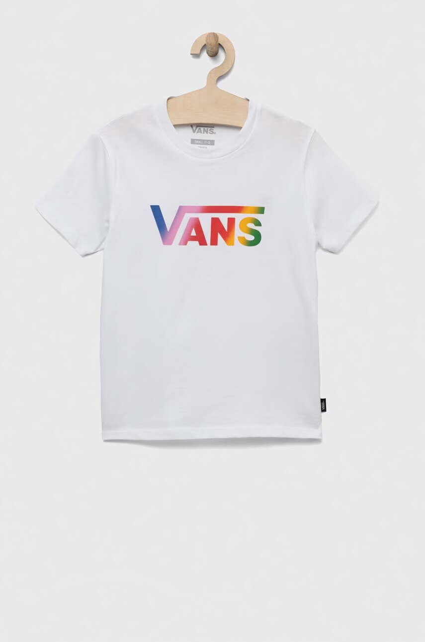 Vans Детска памучна тениска GR FLYING V CREW GIR FLYV WTCYC в бяло с принт - Pepit.bg