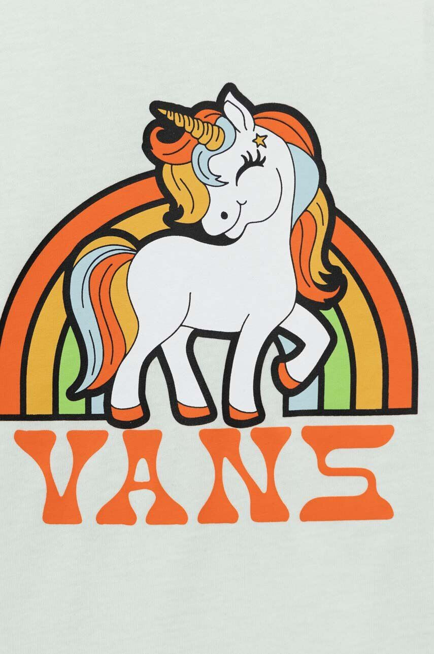 Vans Детска памучна тениска UNICORN RAINBOW CREW CLEARLY AQUA в зелено - Pepit.bg