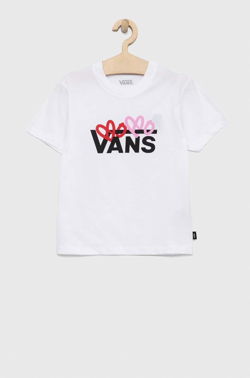 Vans Детска памучна тениска VALENTINES LOGO BOXY White в бяло - Pepit.bg