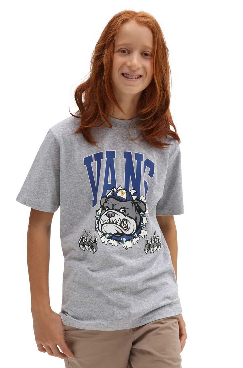 Vans Детска тениска VARSITY BULLDOG SS Athletic Heathe в сиво с принт - Pepit.bg