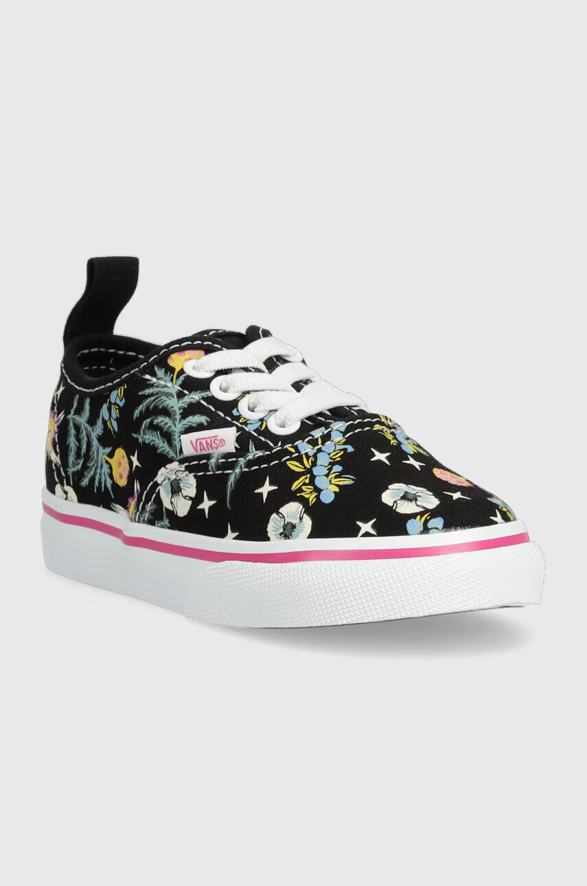 Vans Детски ниски кецове TD Authentic Elastic FLRL BLACK в черно - Pepit.bg